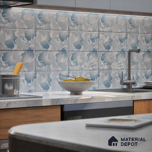 Floral Wall Tile TL 07244 B Florina 1006 1 ft x 1 ft Ceramic Glossy Finish - 9 mm | 2 mm Spacer is Mandatory | Please Expect a Slight Variation of Pattern